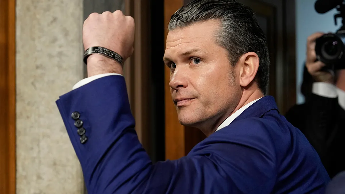 Pete Hegseth and the fist of fear. Photo credit Fox News.